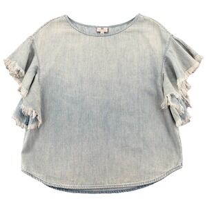 Adriano Goldschmied Top Women Small Blouse Frayed Boho Hippie Indie Cottagecore